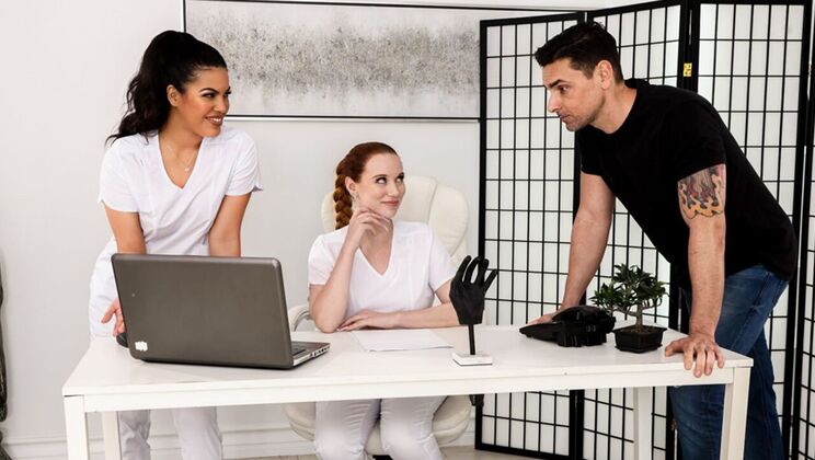 [FantasyMassage] - Lesbian Threesome with Doggystyle and Cumshot - Ryan Driller - Maya Farrell - Madison Morgan